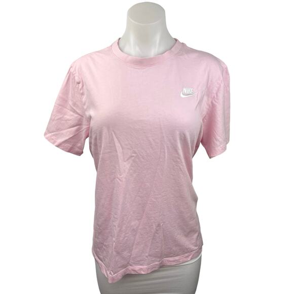 Nike Pink Embroidered Logo Crew Neck Athleisure Basic T Shirt Tee Top Size M - Picture 1 of 5